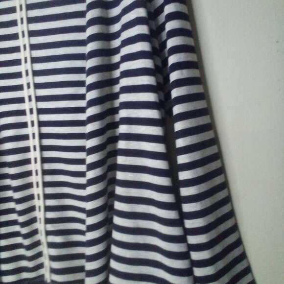 Lands' End Open Cardigan Women M 10-12 Long Sleeve Stripe Blue White - Picture 7 of 15